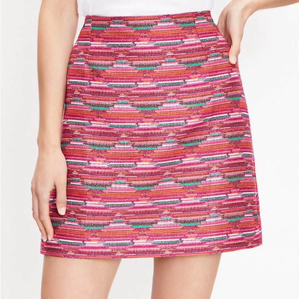 LOFT Womens Skirts Ikat Jacquard Mini Skirt Peppermint Pink size 8